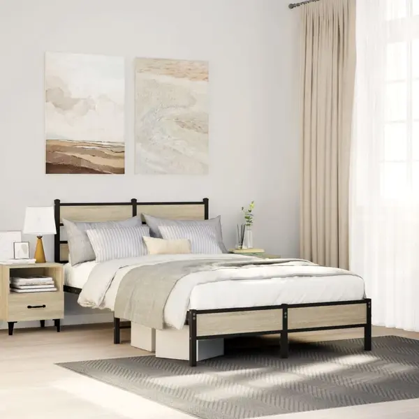 Gossi cadru pat fara saltea stejar sonoma 120x200 cm, lemn prelucrat
