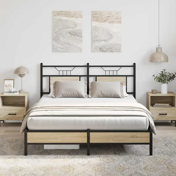 Gossi cadru pat fara saltea, stejar sonoma 137x190 cm lemn prelucrat