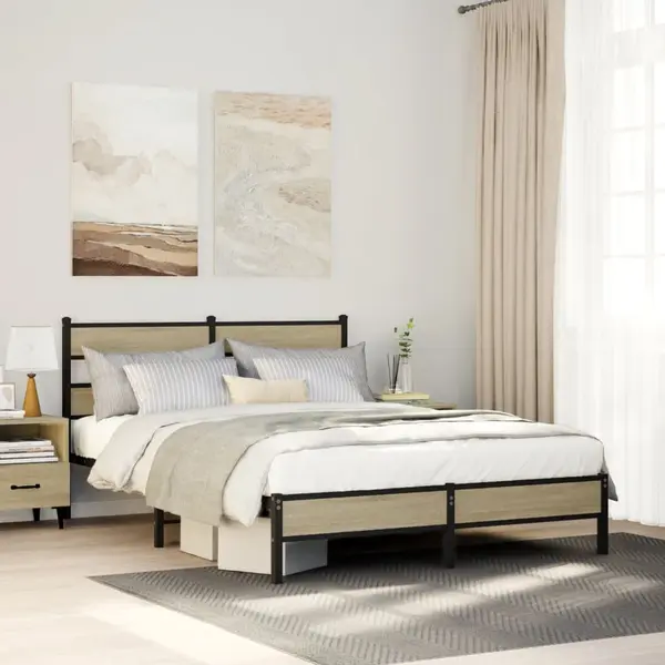 Gossi cadru pat fara saltea stejar sonoma, 140x190 cm, lemn prelucrat
