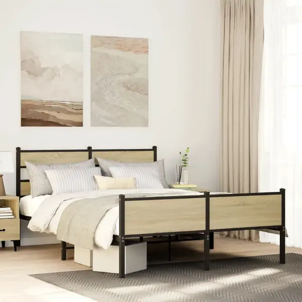 Gossi cadru pat fara saltea stejar sonoma 140x200 cm lemn prelucrat