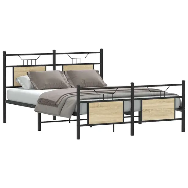 Gossi cadru pat fara saltea stejar sonoma 150x200 cm lemn prelucrat