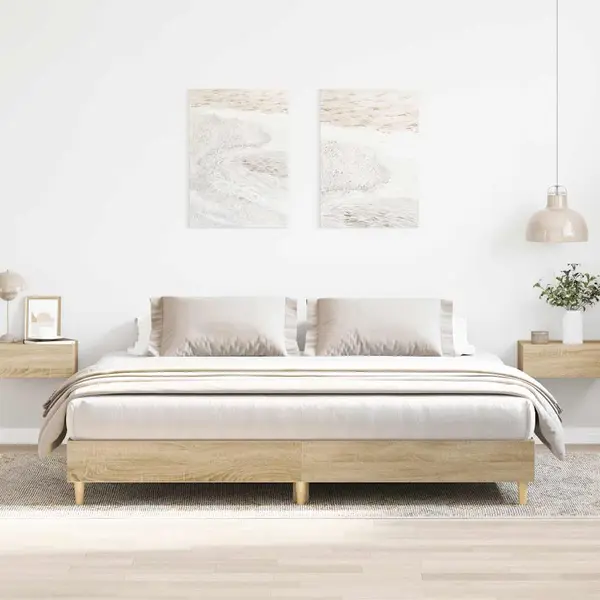 Gossi cadru pat fara saltea stejar sonoma, 180x200cm, lemn prelucrat