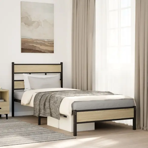 Gossi cadru pat fara saltea stejar sonoma, 90x200 cm, lemn prelucrat