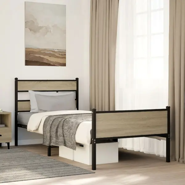 Gossi cadru pat fara saltea stejar sonoma, 90x200 cm, lemn prelucrat