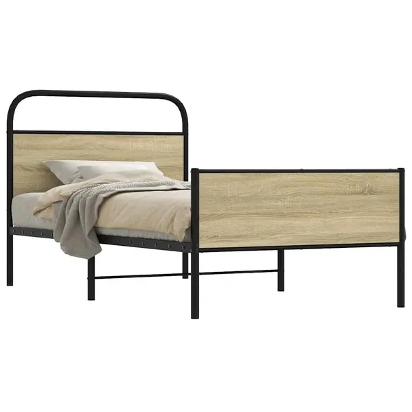 Gossi cadru pat fara saltea stejar sonoma, 90x200 cm, lemn prelucrat