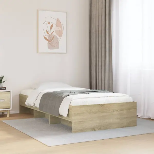 Gossi cadru pat fara saltea stejar sonoma, 90x200 cm, lemn prelucrat