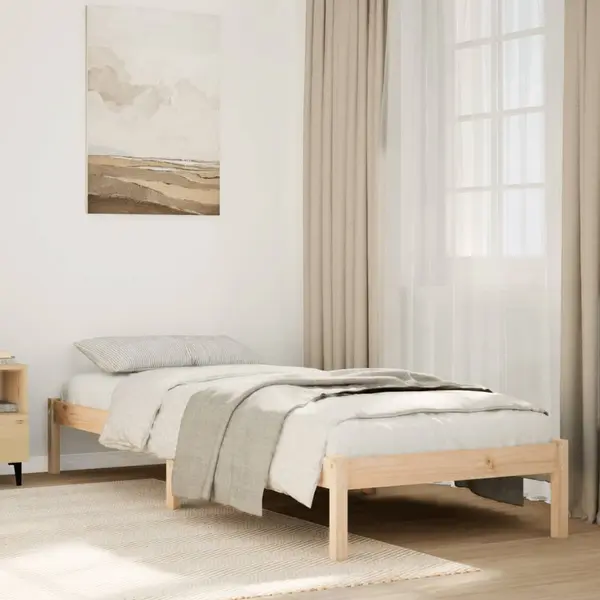 Gossi cadru pat foarte lung fara saltea, 100x210 cm, lemn masiv pin