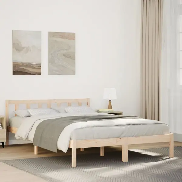 Gossi cadru pat foarte lung fara saltea, 160x210 cm, lemn masiv pin