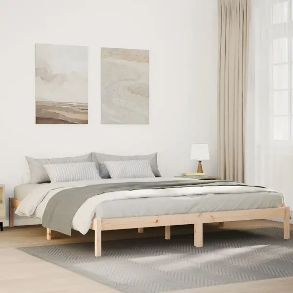 Gossi cadru pat foarte lung fara saltea, 180x210 cm, lemn masiv pin