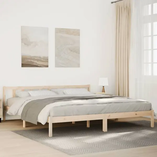 Gossi cadru pat foarte lung fara saltea, 200x210 cm, lemn masiv pin