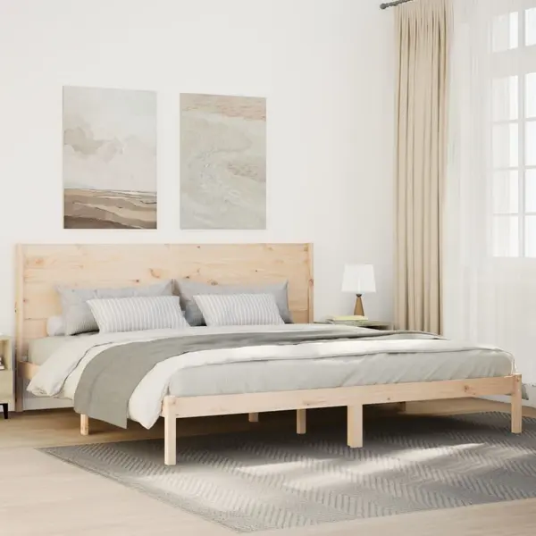 Gossi cadru pat foarte lung fara saltea, 200x220 cm, lemn masiv
