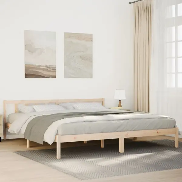 Gossi cadru pat foarte lung fara saltea, 200x220 cm, lemn masiv pin