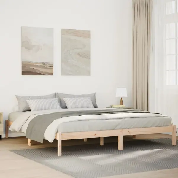 Gossi cadru pat foarte lung fara saltea, 200x220 cm, lemn masiv pin