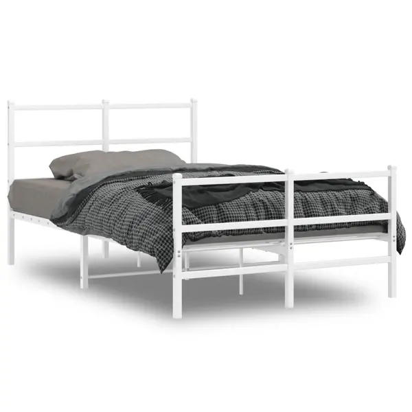 Gossi cadru pat metalic cu tablie de cap/picioare , alb, 120x190 cm
