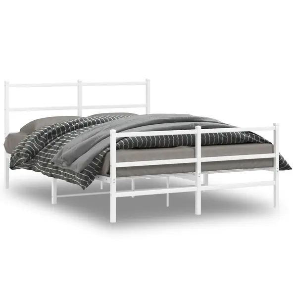 Gossi cadru pat metalic cu tablie de cap/picioare , alb, 140x190 cm