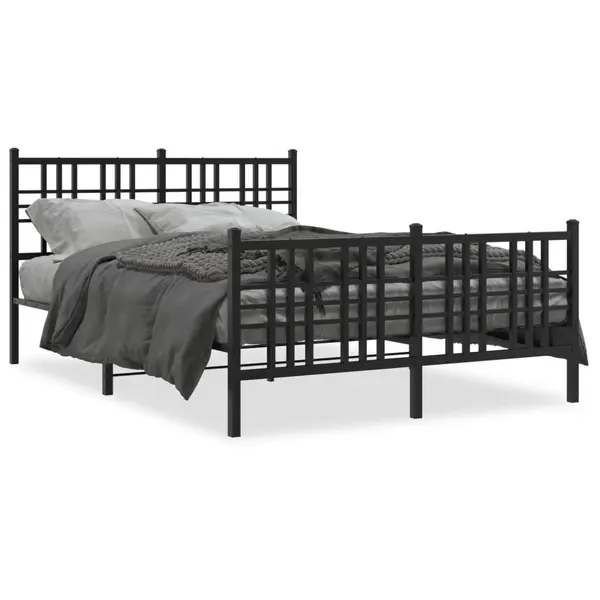 Gossi cadru pat metalic cu tablie de cap/picioare, negru, 120x190 cm