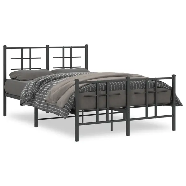 Gossi cadru pat metalic cu tablie de cap/picioare, negru, 120x190 cm