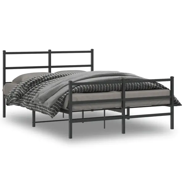 Gossi cadru pat metalic cu tablie de cap/picioare , negru, 135x190 cm