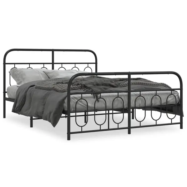 Gossi cadru pat metalic cu tablie de cap/picioare, negru, 140x190 cm