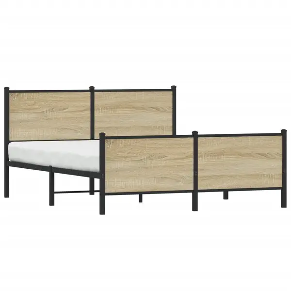 Gossi cadru pat metalic cu tablie la cap/picioare, 137x190 cm