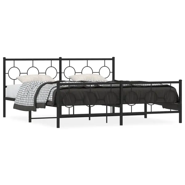 Gossi cadru pat metalic cu tablii de cap/picioare, negru, 183x213 cm