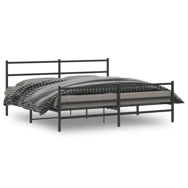 Gossi cadru pat metalic cu tablii de cap/picioare , negru, 183x213 cm