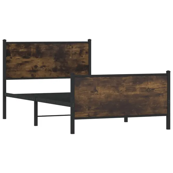 Gossi cadru pat metalic fara saltea, stejar fumuriu, 100x190 cm