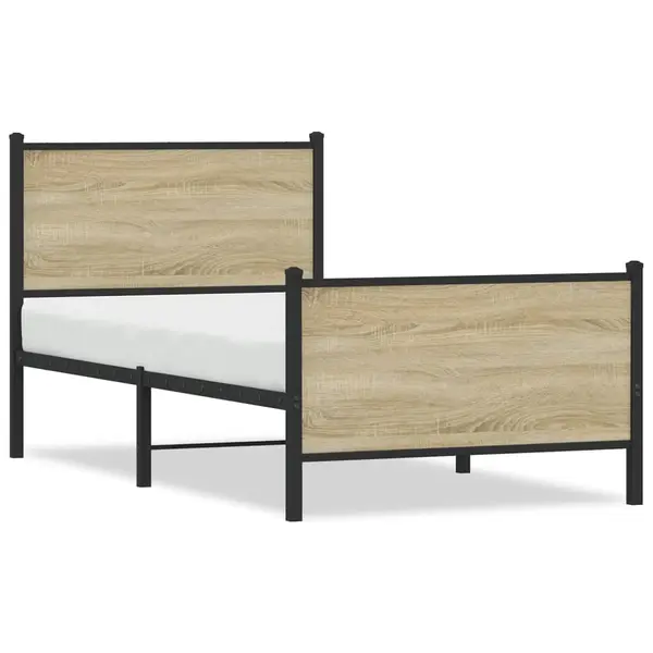 Gossi cadru pat metalic fara saltea, stejar sonoma, 90x200 cm