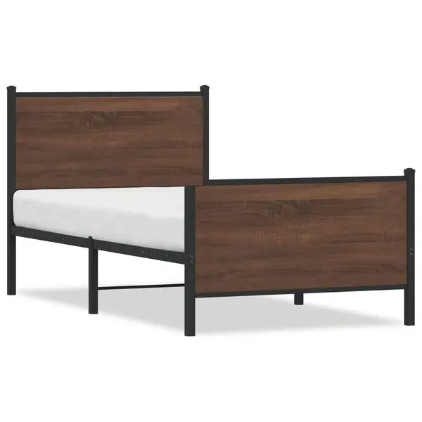Gossi cadru pat metalic tablie cap/picioare, stejar maro 75x190 cm