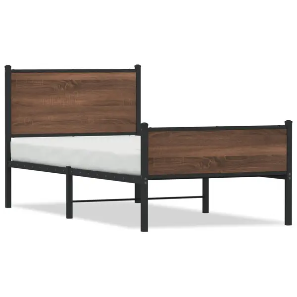 Gossi cadru pat metalic tablie cap/picioare, stejar maro 75x190 cm