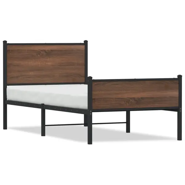 Gossi cadru pat metalic tablie cap/picioare, stejar maro 90x190 cm