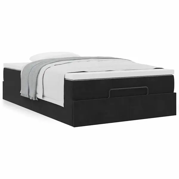 Gossi cadru pat otoman cu saltea, catifea neagra 120x200 cm