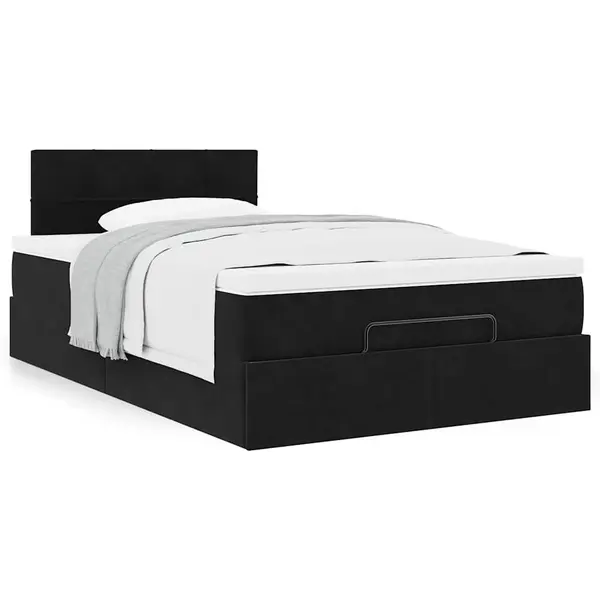 Gossi cadru pat otoman cu saltea, catifea neagra 120x200 cm