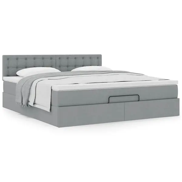 Gossi cadru pat otoman cu saltea tesatura gri deschis 180x200cm