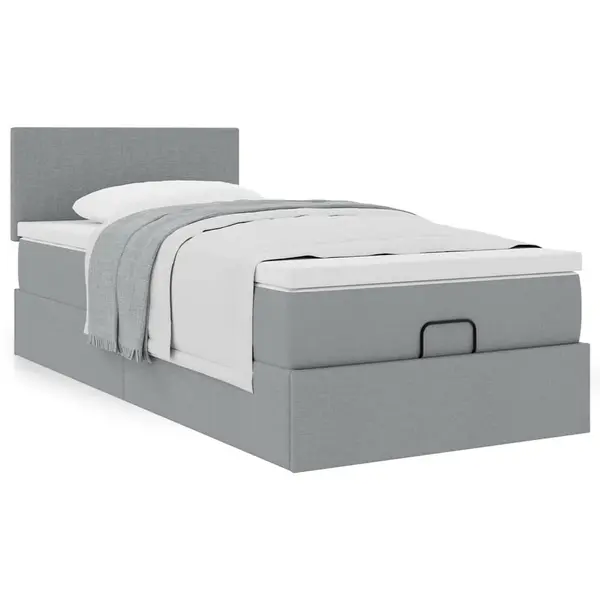 Gossi cadru pat otoman cu saltea tesatura gri deschis 90x200cm