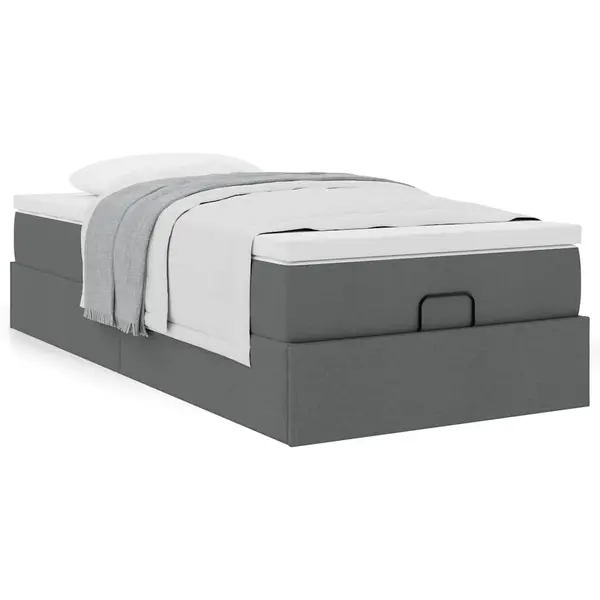 Gossi cadru pat otoman cu saltea tesatura gri inchis 100x200 cm