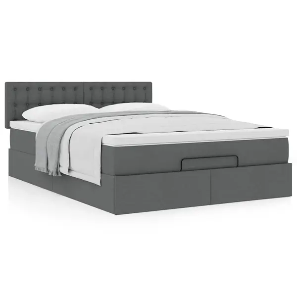 Gossi cadru pat otoman cu saltea tesatura gri inchis 140x190cm