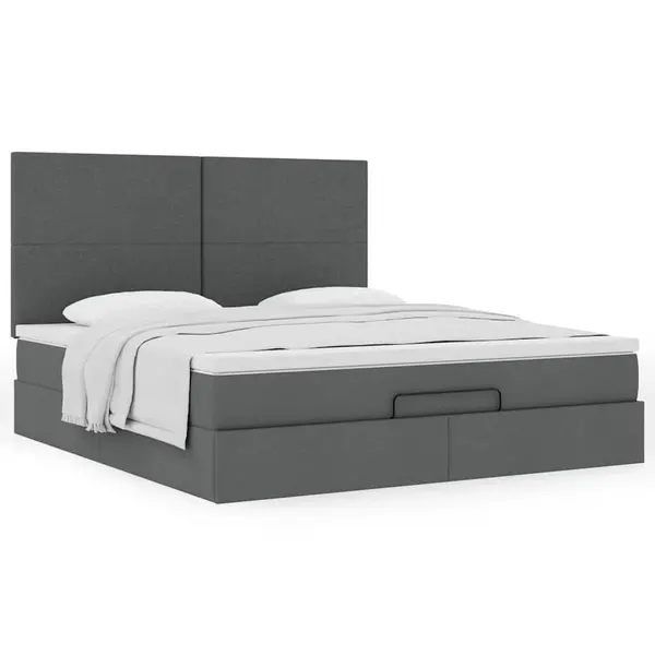 Gossi cadru pat otoman cu saltea tesatura gri inchis 180x200 cm