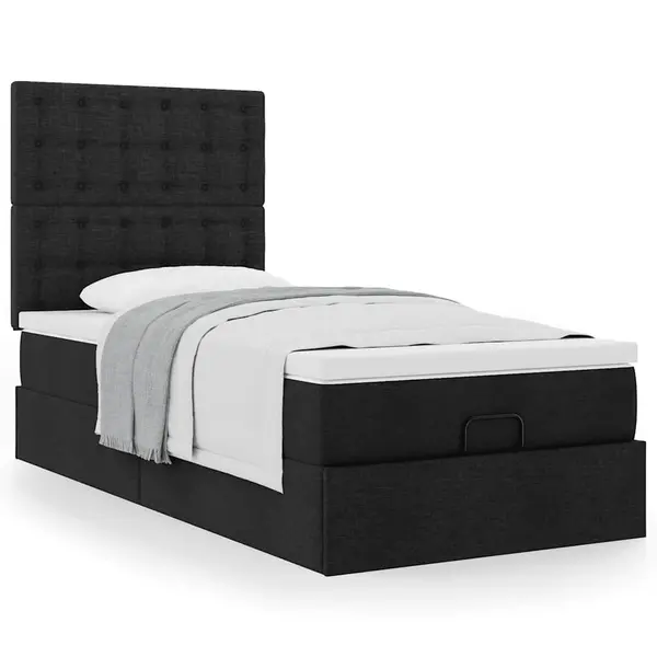 Gossi cadru pat otoman cu saltea tesatura neagra 90x200cm