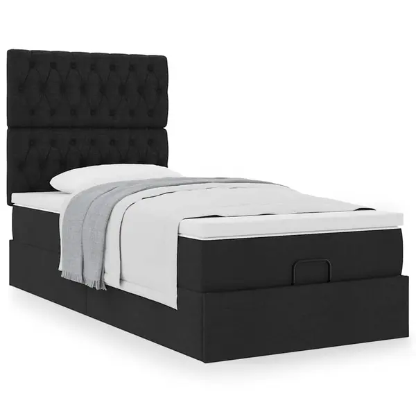 Gossi cadru pat otoman cu saltea tesatura neagra 90x200cm