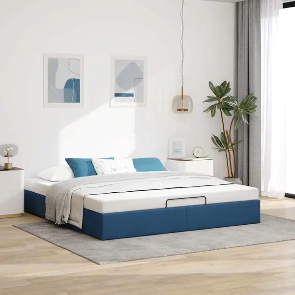Gossi cadru pat otoman fara saltea albastru 160x200 cm tesatura