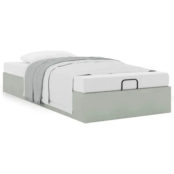 Gossi cadru pat otoman fara saltea gri deschis 100x200 cm catifea