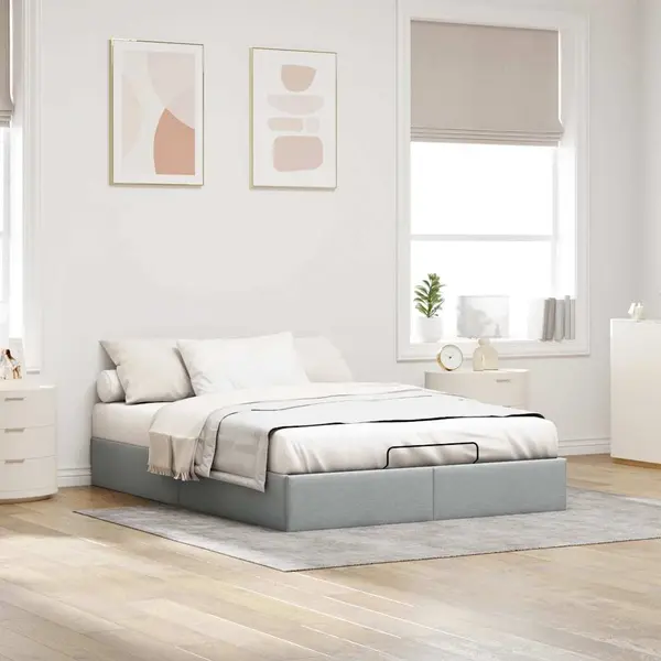 Gossi cadru pat otoman fara saltea gri deschis 140x200 cm material