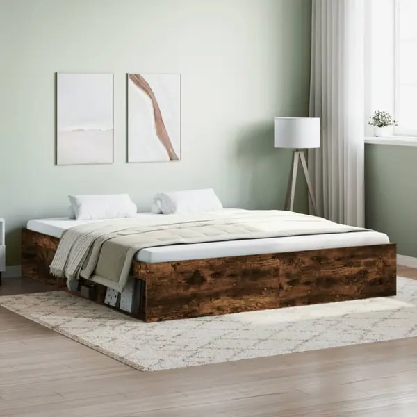 Gossi cadru pat, stejar afumat, 180x200 cm, super king size