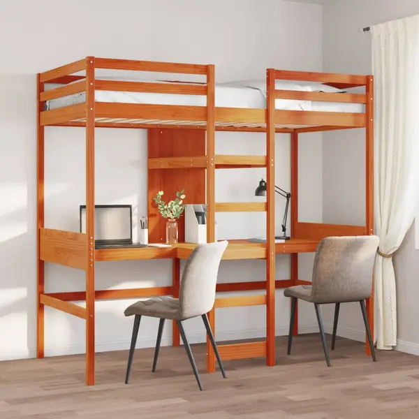 Gossi cadru pat supraetajat fara saltea maro 75x190 cm lemn masiv pin