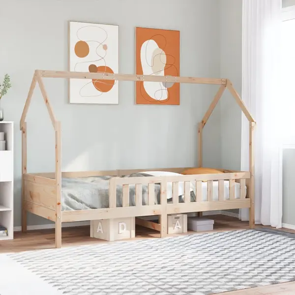 Gossi cadru pat tip casa pentru copii, 90x200 cm, lemn masiv de pin