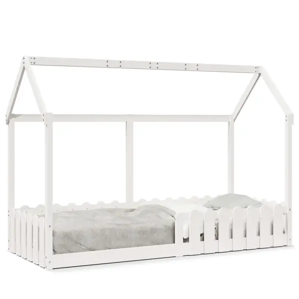 Gossi cadru pat tip casa pentru copii alb 80x200 cm lemn masiv de pin