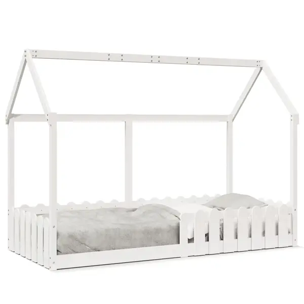 Gossi cadru pat tip casa pentru copii alb 90x190 cm lemn masiv de pin
