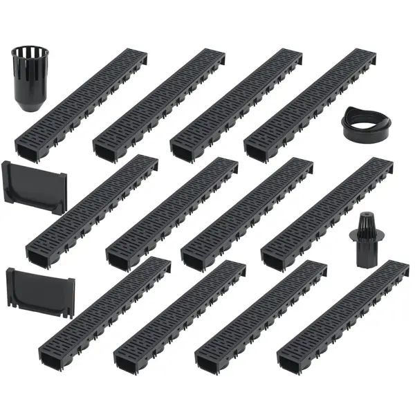 Gossi canale de drenaj, 12 buc., plastic, 12 m