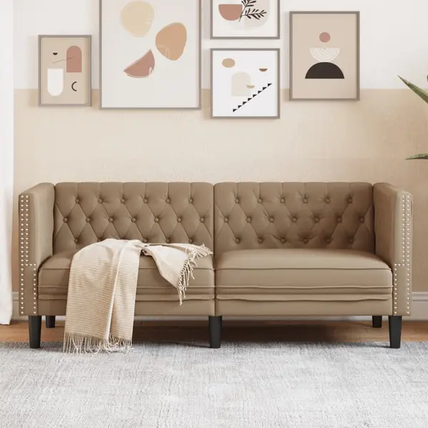 Gossi canapea chesterfield cu 2 locuri, cappuccino, piele ecologica